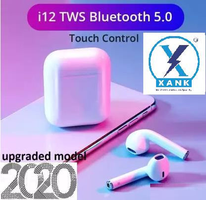 i12 Bluetooth Earphone with Portable Charging Case (White, True Wireless)