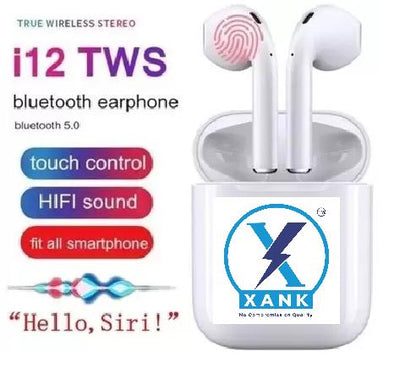 i12 Bluetooth Earphone with Portable Charging Case (White, True Wireless)